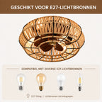 Minovia® Sora | Luxe Rotan Plafondlamp met Ventilator