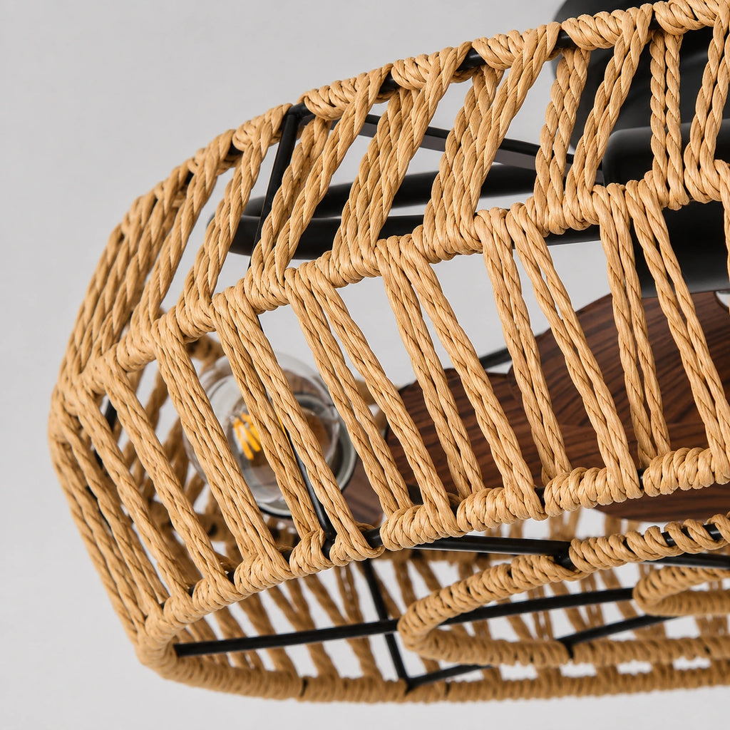 Minovia Sora | Rotan Plafondlamp met Ventilator